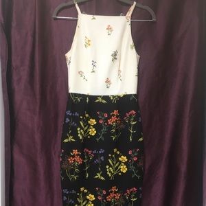 Floral Contrast Midi Dress